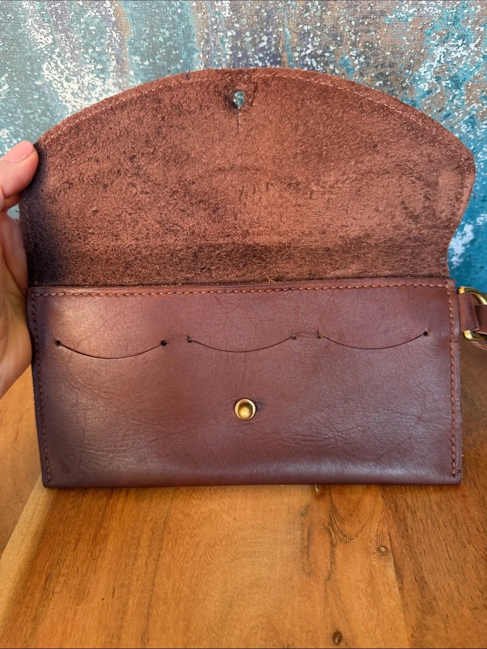 Urban Southern Rustic Full Grain Leather Ruby Wristlet Wallet Brown VGUC